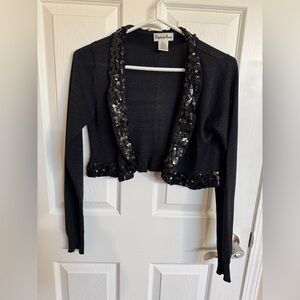 Stefanie Beare Black Sequin Embellished crop cardigan in Medium